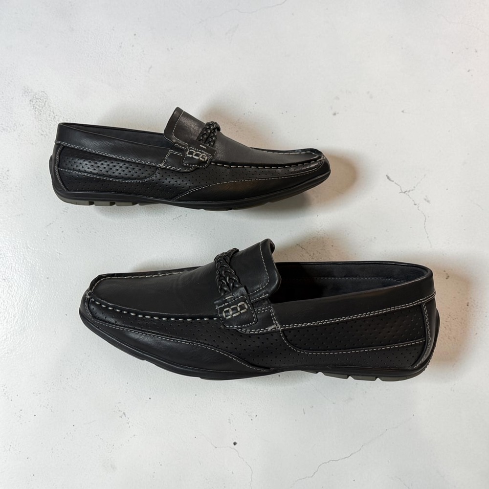 Madden Tabor Mens Size 10 Black Braided Slip On Casual Loafers Shoes M-TABOR